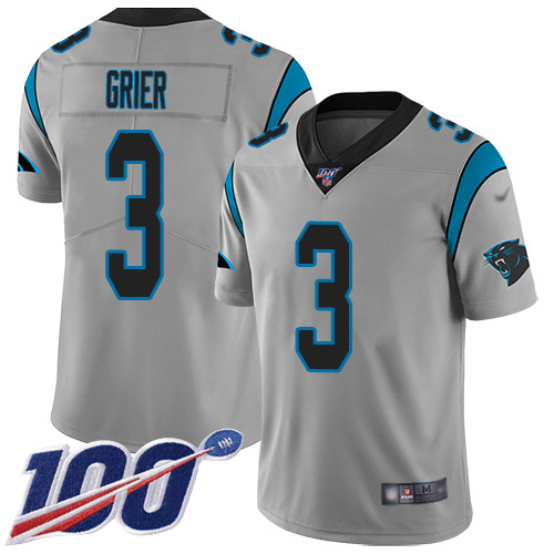 Carolina Panthers Limited Silver Youth Will Grier Jersey NFL Football #3 100th Season Inverted Legend->youth nfl jersey->Youth Jersey